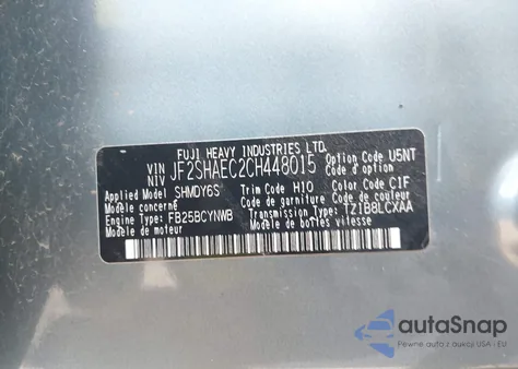 2012 Subaru Forester Limited z USA, uszkodzony, nr VIN JF2SHAEC2CH448015